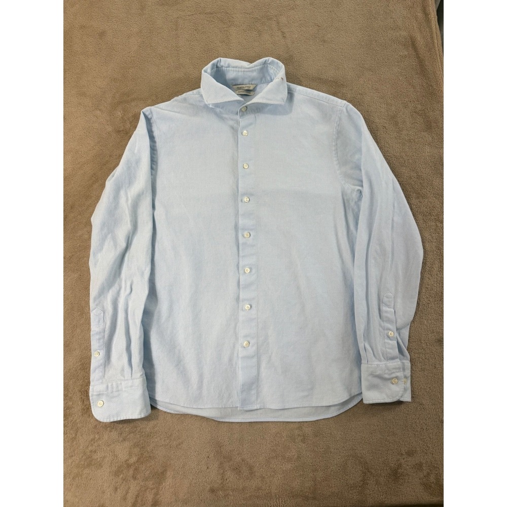 Suitsupply Dress Shirt Mens 42 Blue Fabric Tissitura Monti cotton Long sleeve‎